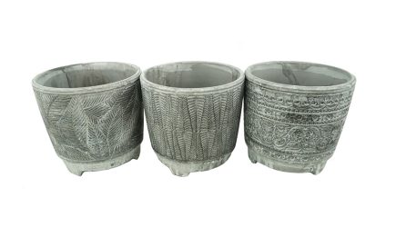 Assorted Grey Bali Planters D13.7xH13.2CM