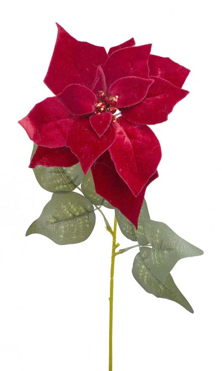 Velvet Poinsettia Stem 56cm