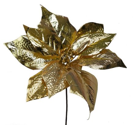 Metalic Poinsettia Pick 21cm