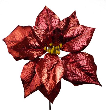 Metalic Poinsettia Pick 21cm