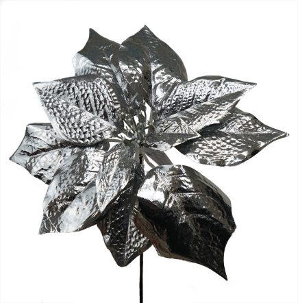 Metalic Poinsettia Pick 21cm